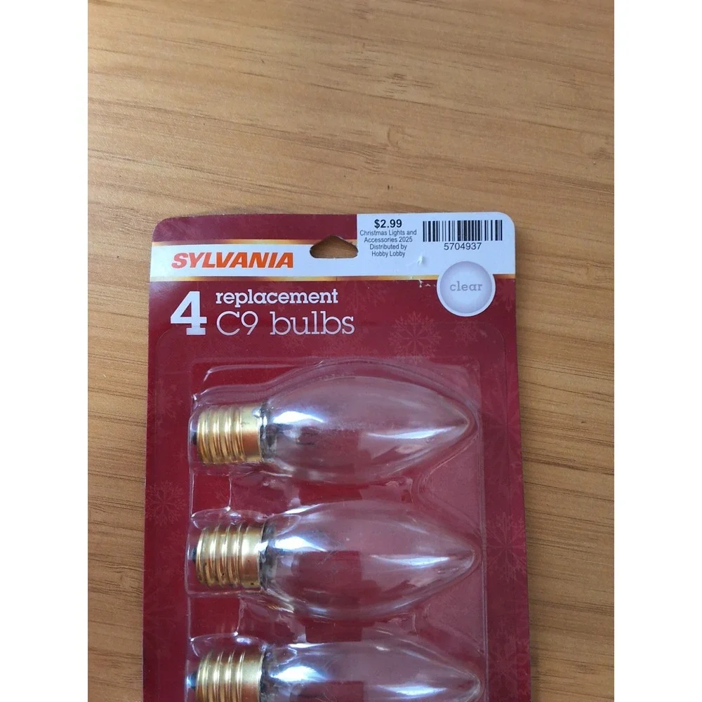 Sylvania 4 Pack Outdoor Incandescent C9 Replacement Bulbs. Clear, ‎ Lot Of 2 NEW